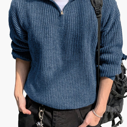 Men's casual style high collar zip-up sweater - Ideal for spring and autumn