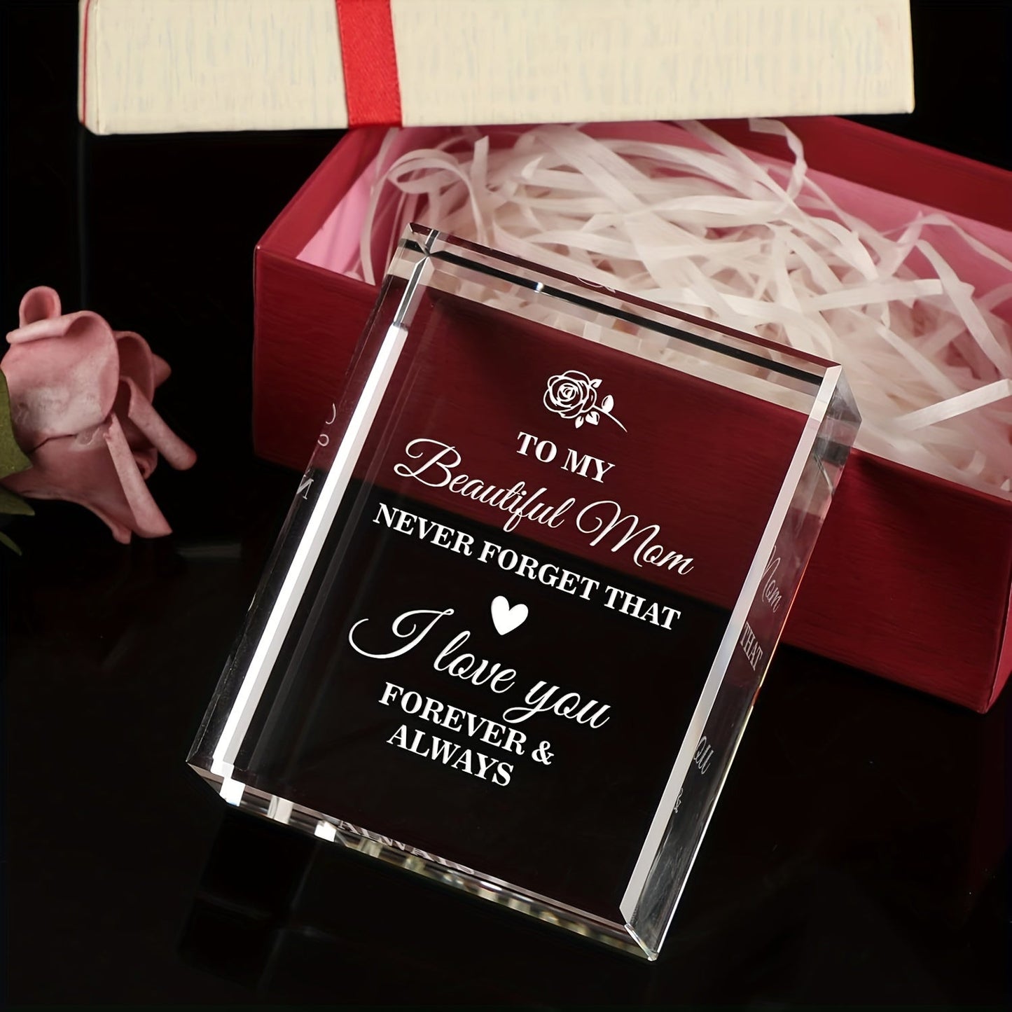 Cadeau Décoratif Émotionnel pour Femme – Plaque Gravée Message d’Amour pour Maman, Style Art Déco, Idéal Fête des Mères ou Anniversaire