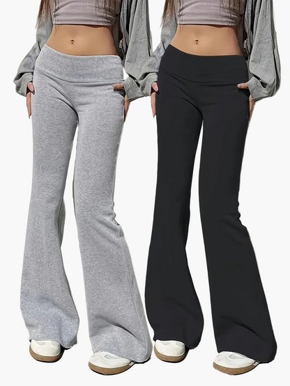Pantalon évasé taille haute femme style décontracté pour le printemps et l'été