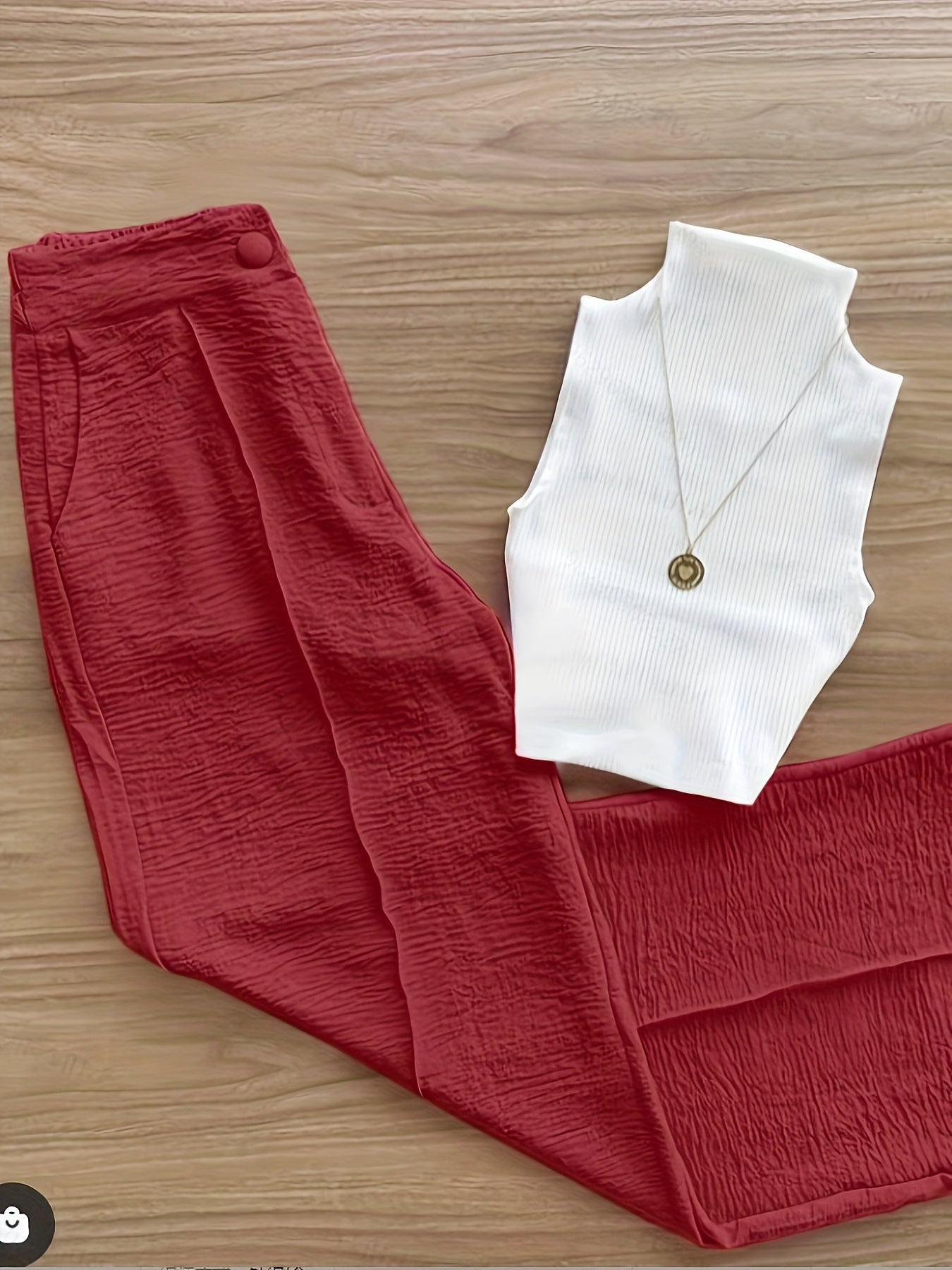 Ensemble élégant femme – Débardeur sans manches et pantalon taille haute – Idéal printemps/été