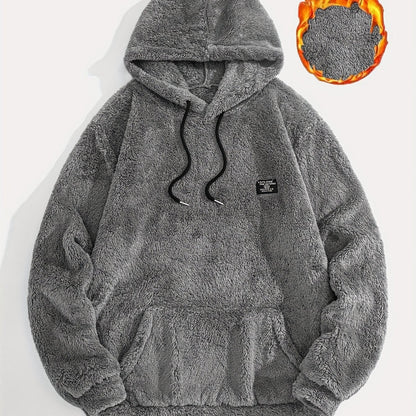 Sweat à Capuche Molletonné Chaud avec Cordon de Serrage et Poche Kangourou