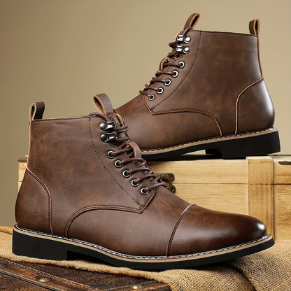 Bottes montantes homme marron lacets style décontracté chic
