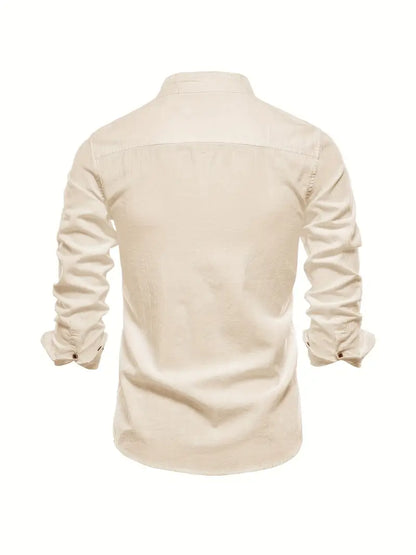 Herreskjorte med mao-krave og lange ærmer, elegant casual businessstil