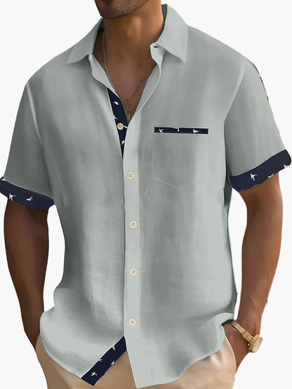 Chemise décontractée à manches courtes pour homme – Style estival élégant, idéale pour les sorties et les vacances