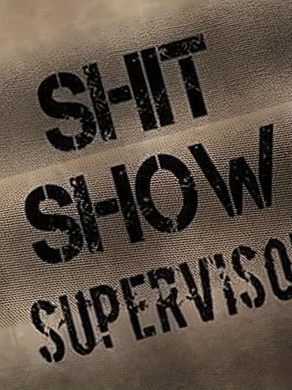 Chemise homme vintage humoristique manches courtes – Style superviseur « Shit Show », décontractée, été