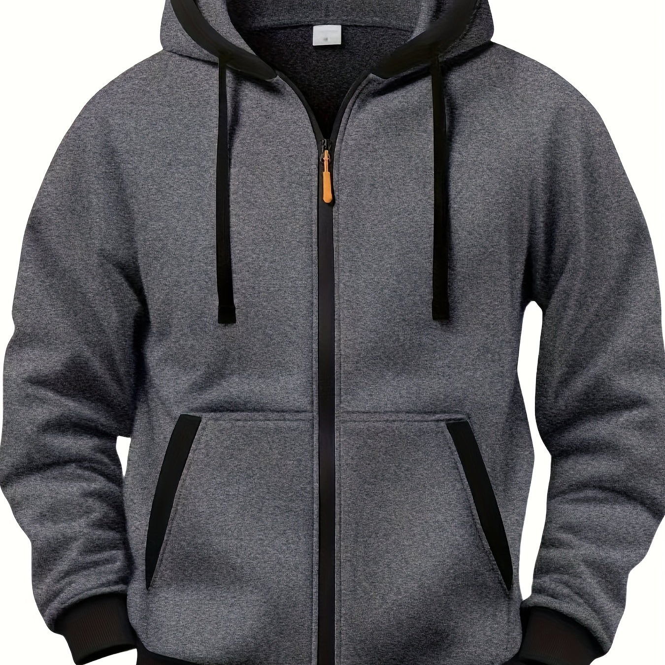 Sweat à Capuche Zippé Bicolore Homme avec Poches Kangourou et Cordon de Serrage