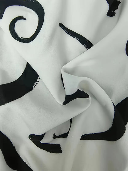 Elegante damesblouse met grafisch patroon, moderne stijl voor kantoor en uitgaan