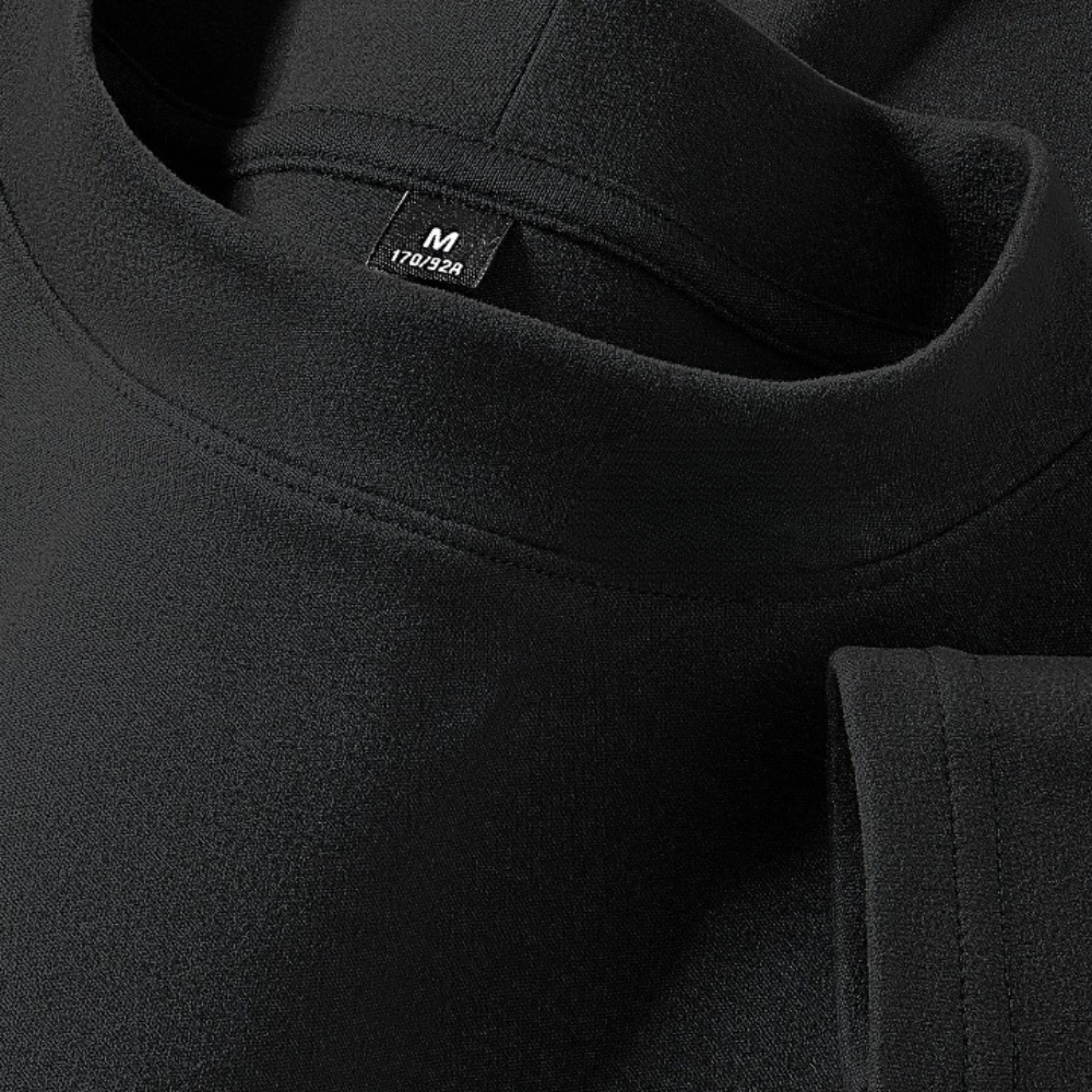 Haut à col montant doux couleur unie manches longues pour homme