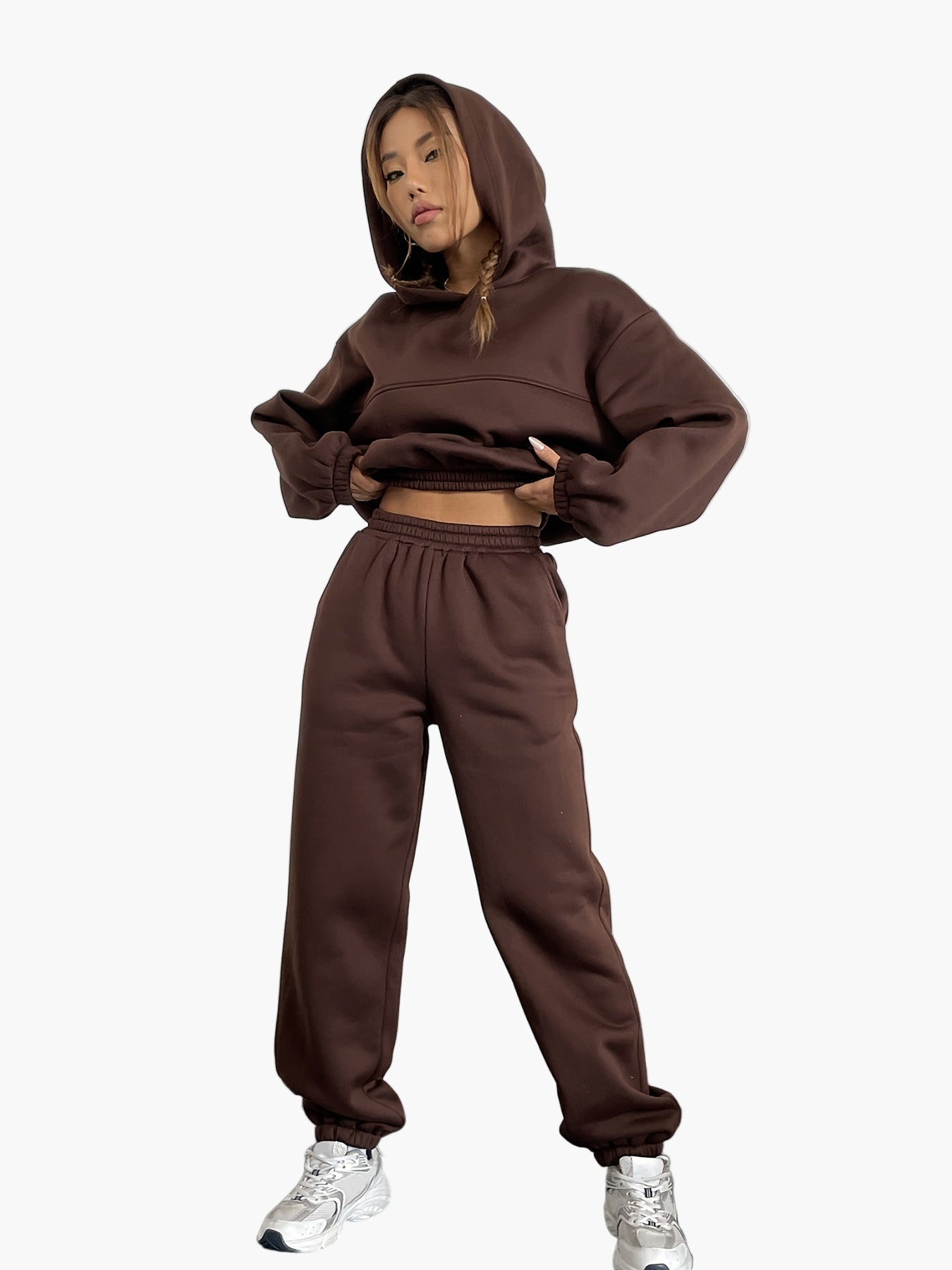 Lässiges Damen-Sportanzug-Set – Kapuzenpullover und Jogginghose – bequemer urbaner Stil