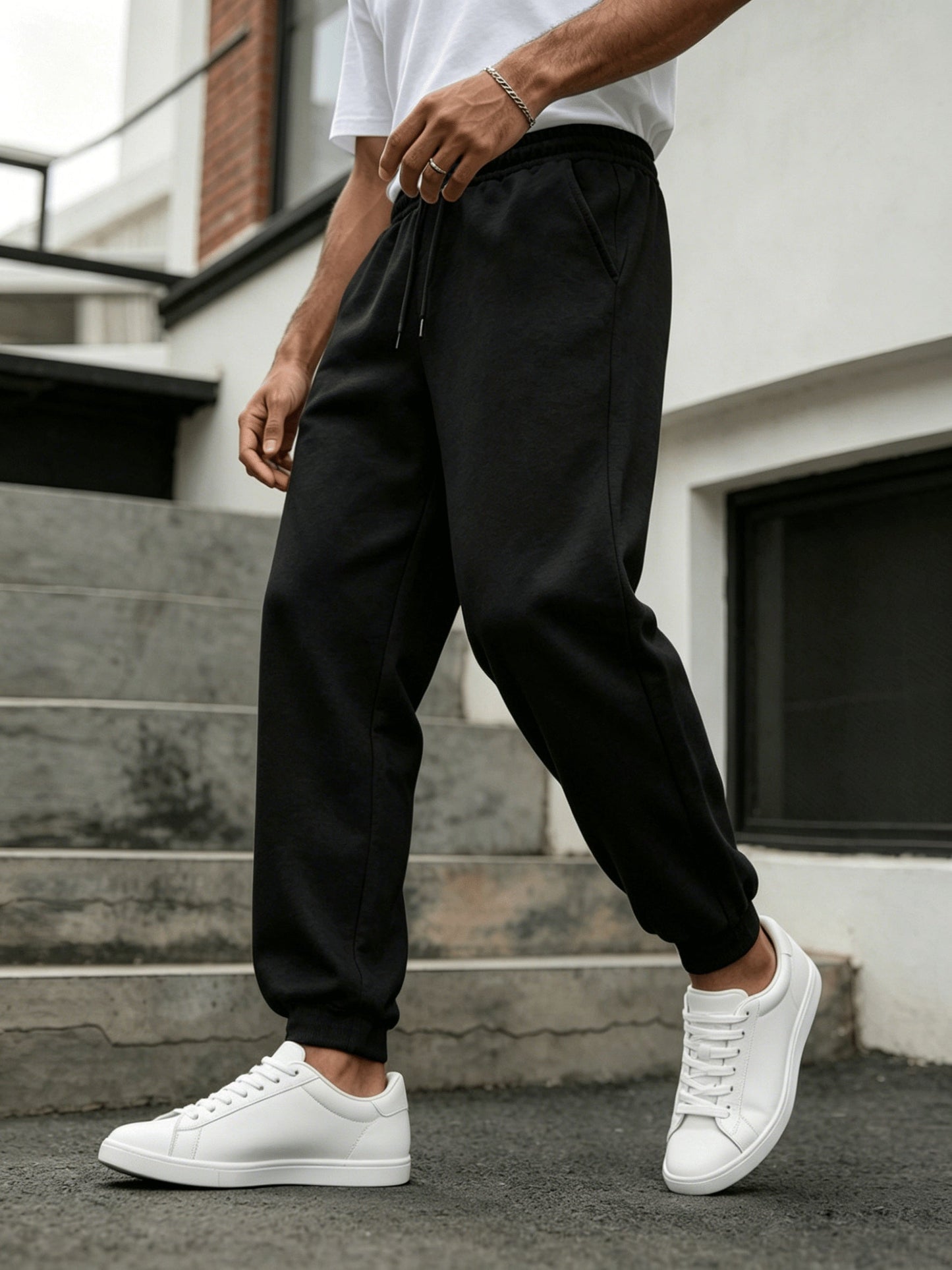 Pantalon de jogging homme coupe droite style urbain pour sport et détente
