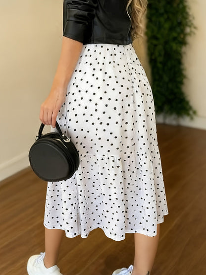 Sukienka midi w groszki w stylu retro dla kobiet – swobodna i wszechstronna elegancja