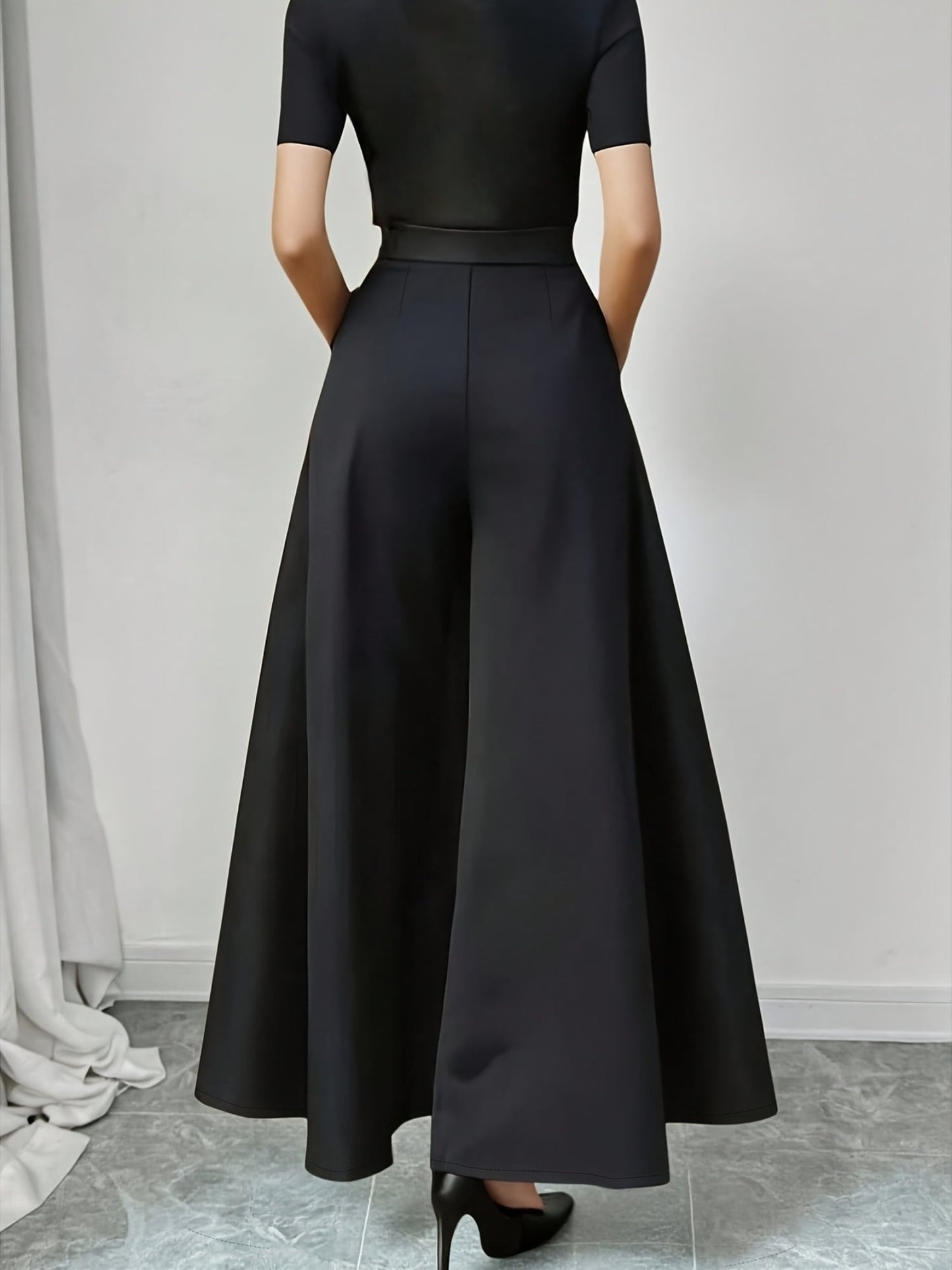 Pantalon large évasé femme style élégant soirée et bureau