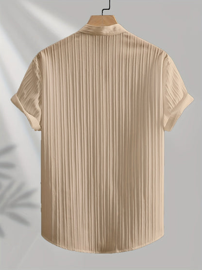 Camicia casual con colletto alla coreana da uomo stile moderno e estivo
