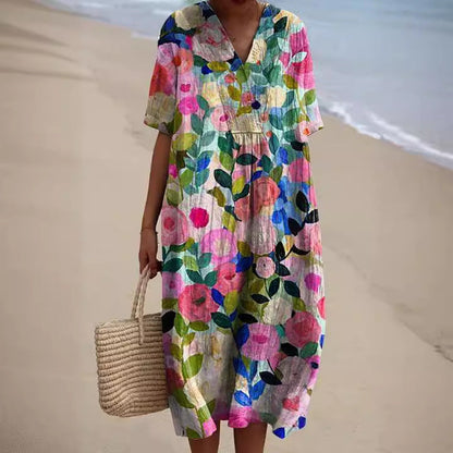 Langes, lässiges Damenkleid im Boho-Stil, ideal für Strand und Sommer