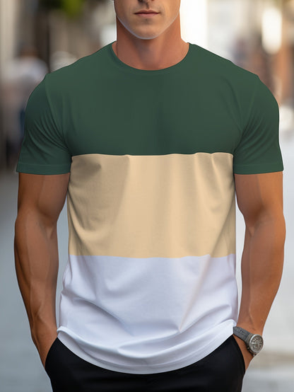 T-shirt Homme Style Décontracté à Bandes Contraste pour Usage Quotidien