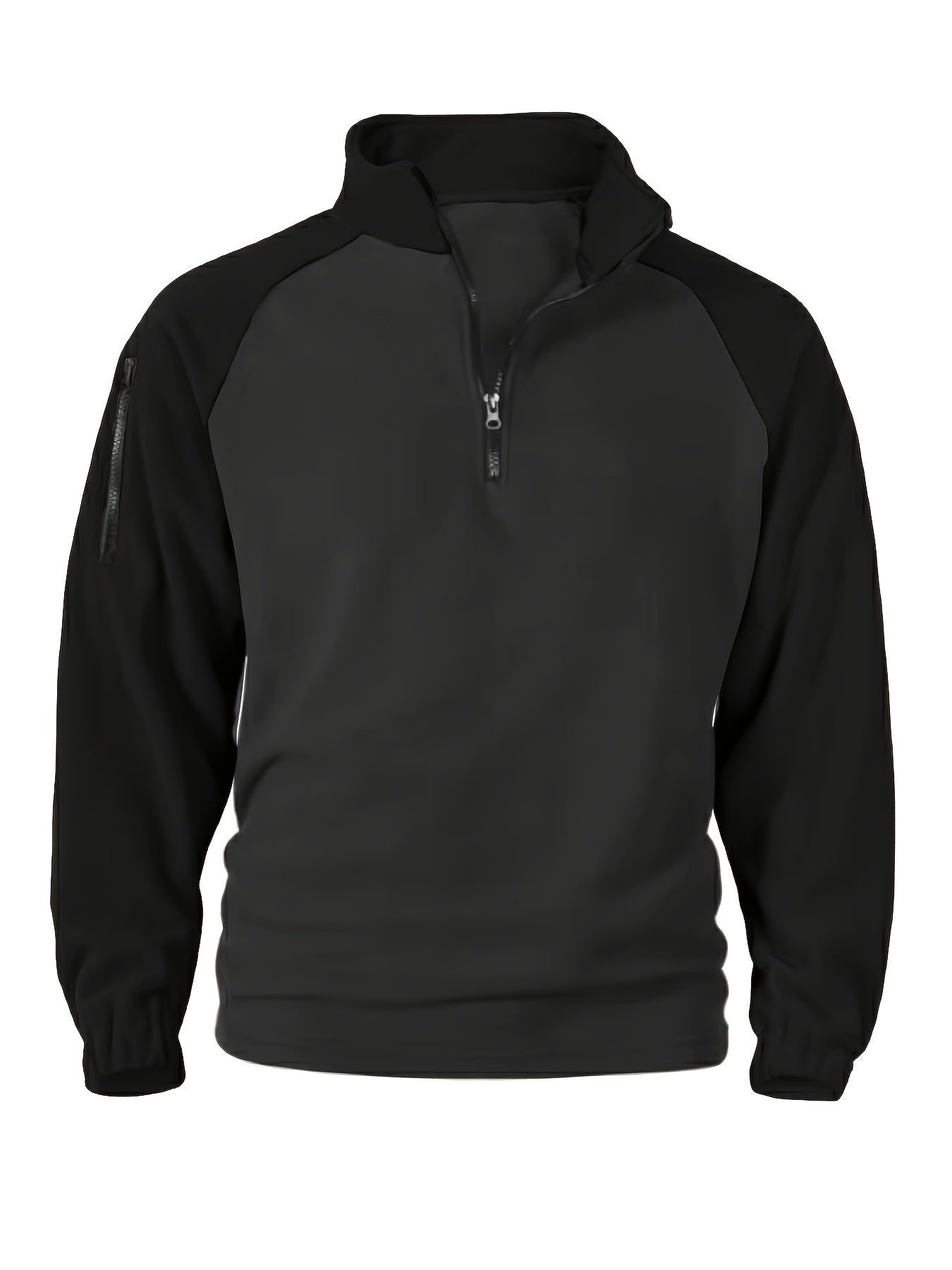 Polaire Homme Bicolore Col Montant avec Fermeture Éclair et Manches Raglan