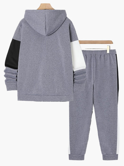 Survêtement Homme Style Décontracté à Capuche avec Fermeture Éclair – Ensemble Sport Urbain