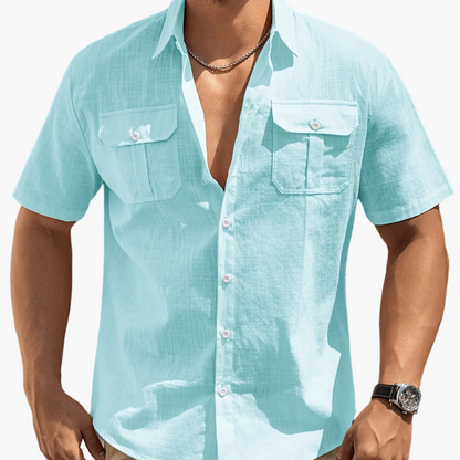 Kurzärmeliges Casual-Herrenhemd mit Taschen – ideal für Sommer und Freizeit