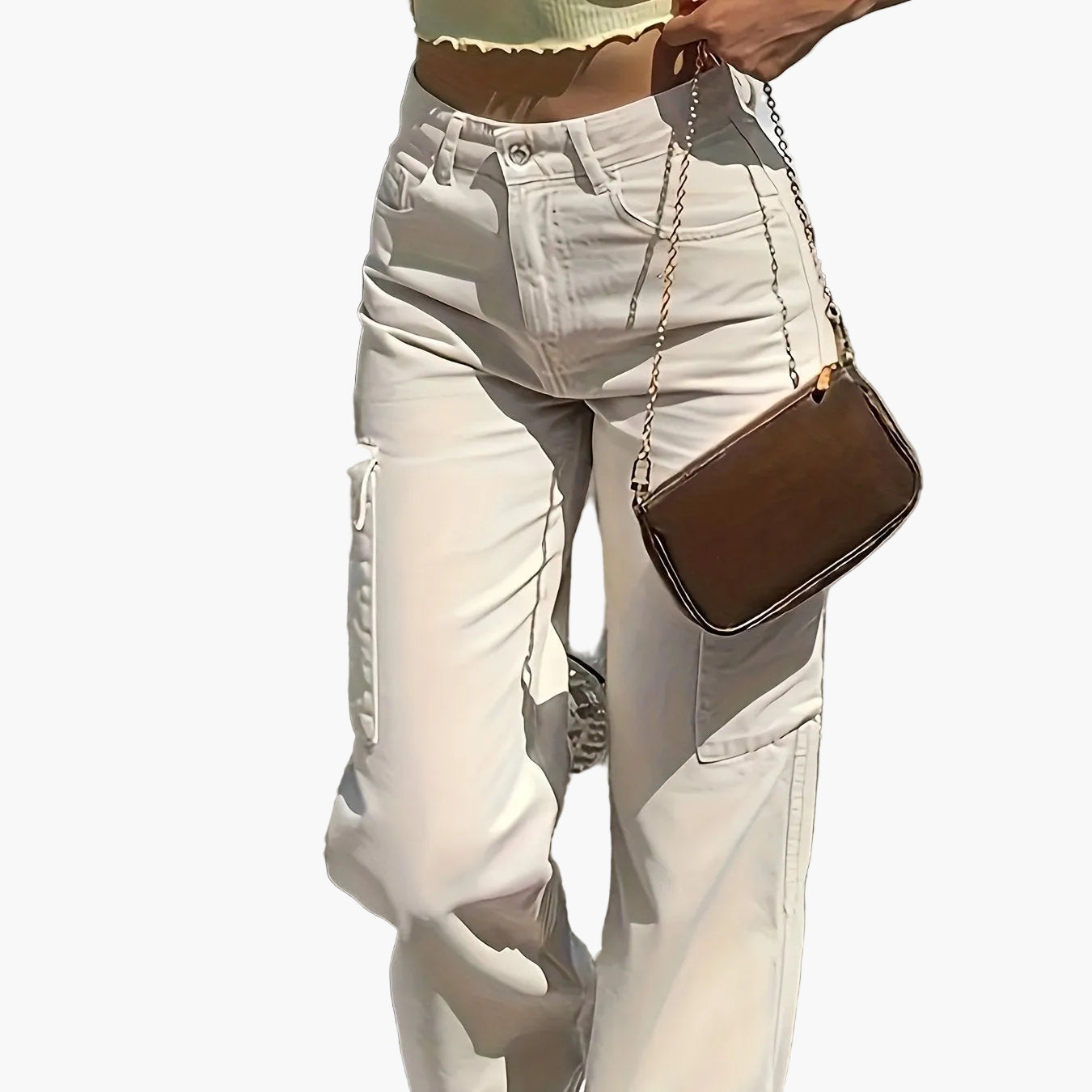 Pantalon cargo large pour femme style urbain et décontracté