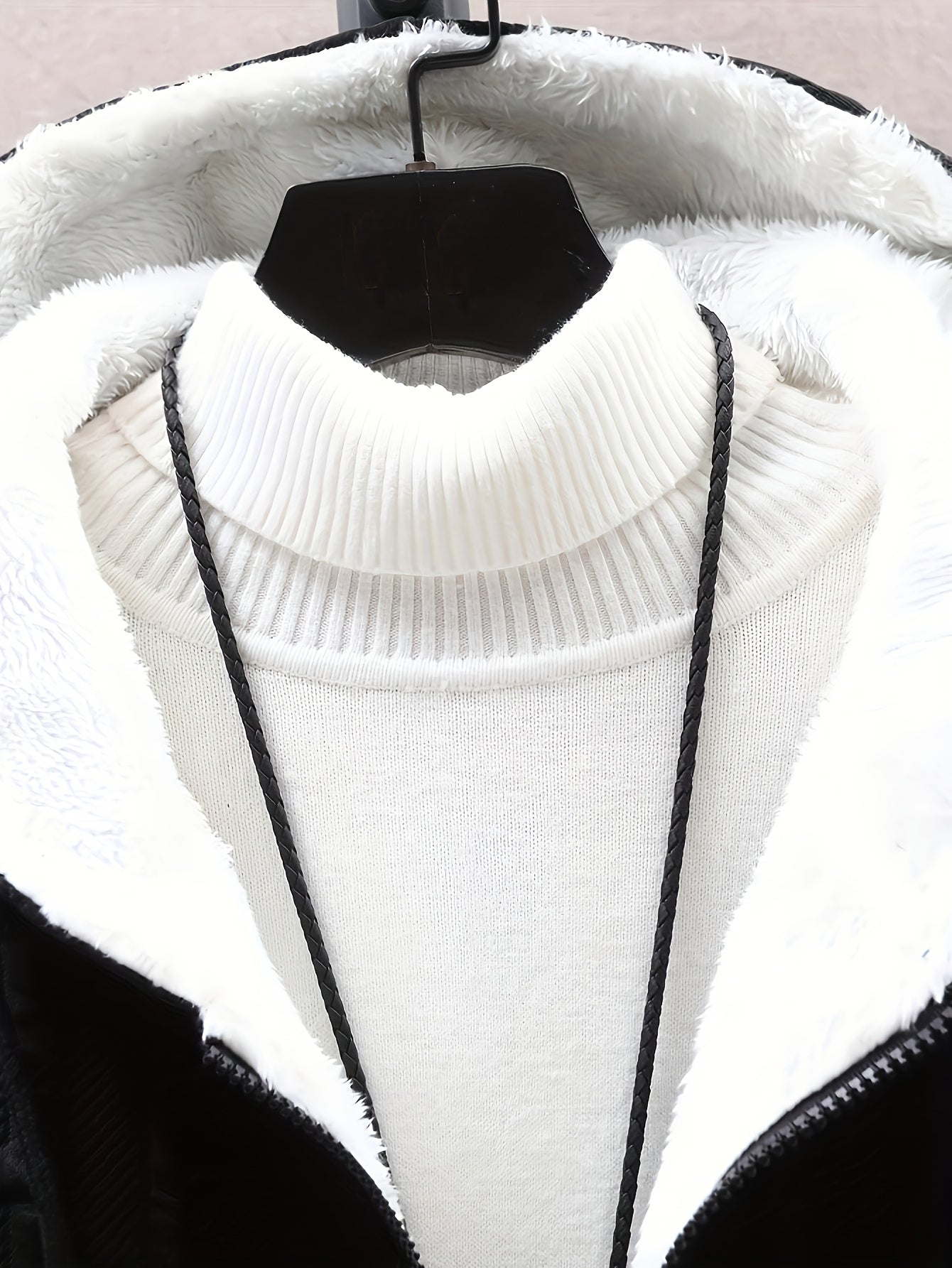Veste à capuche doublée polaire Homme Noir motif texturé zippée