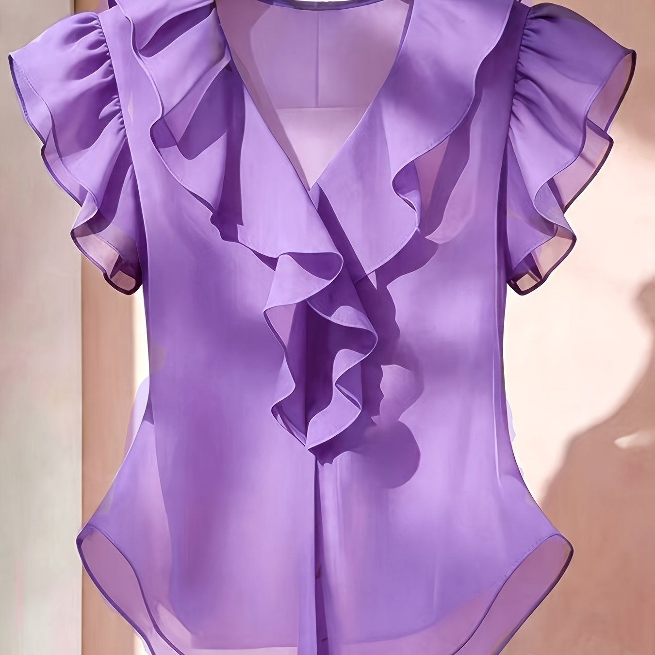 Blouse Femme Élégante à Volants Style Romantique pour Tenue Chic et Bureau