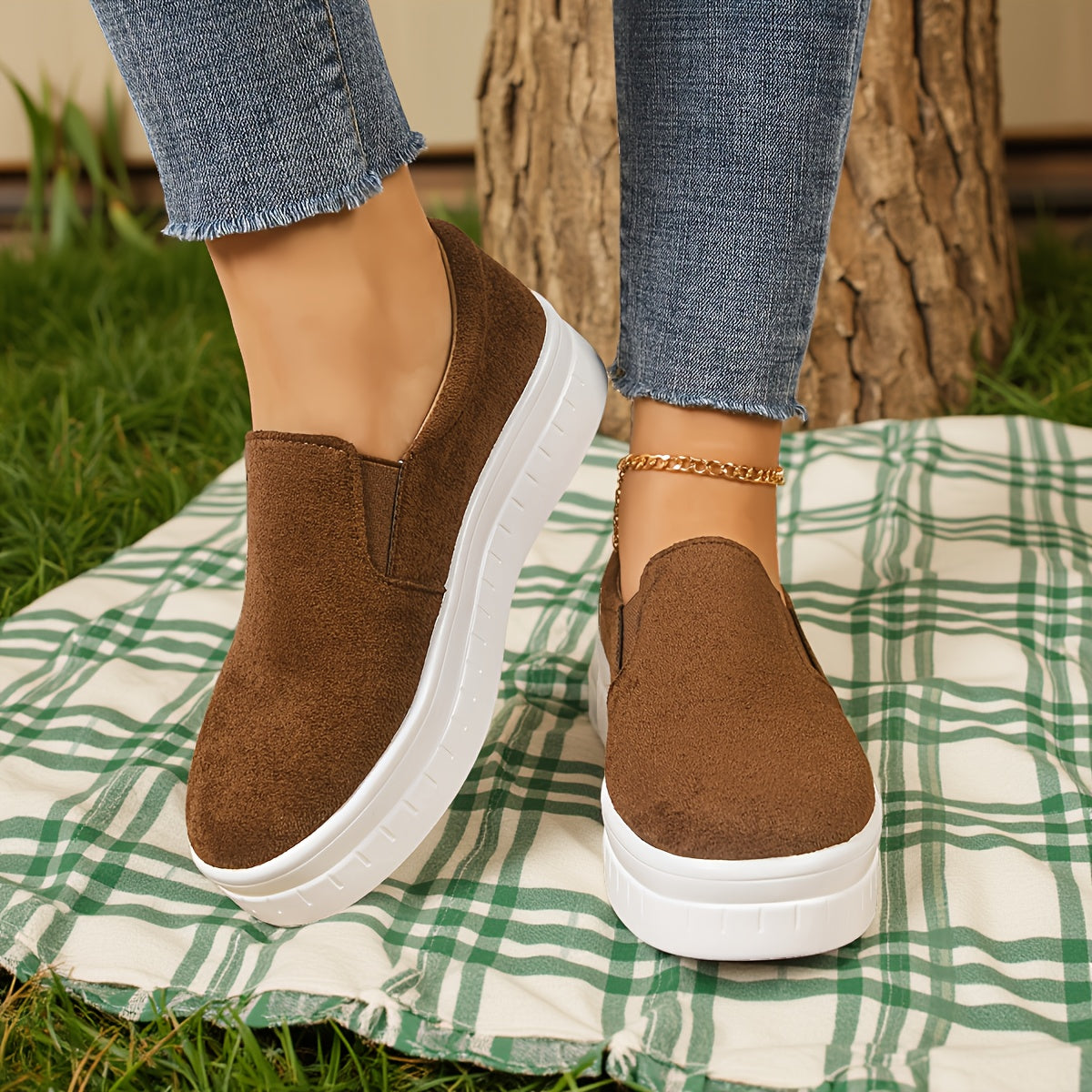 Chaussures femme slip-on plateforme style décontracté élégant pour printemps