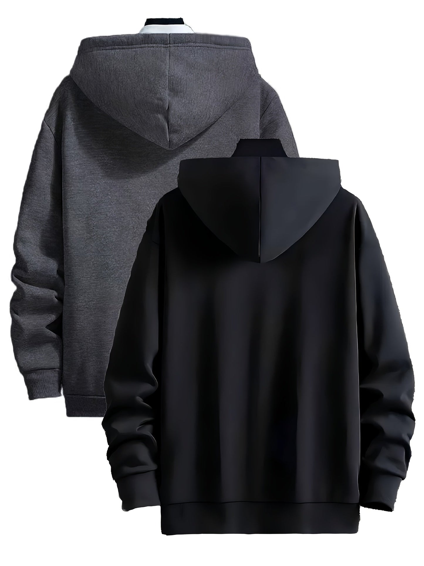 Lot de 2 Hoodies Chauds Homme avec Capuche Doublée en Polaire et Poche Kangourou