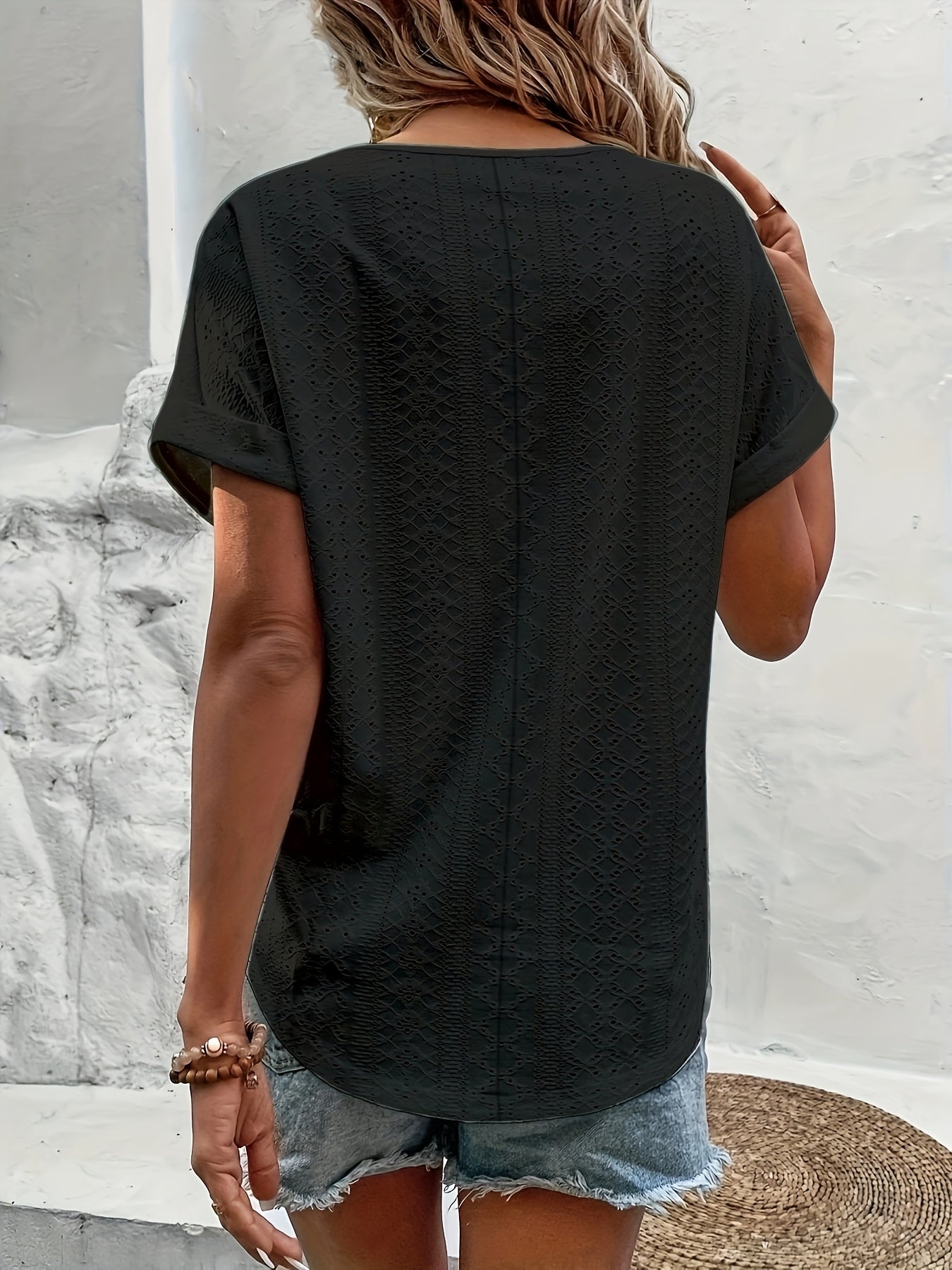 Elegante damesblouse met V-hals, casual stijl voor lente en zomer