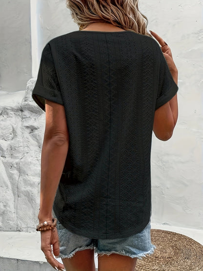 Elegante damesblouse met V-hals, casual stijl voor lente en zomer