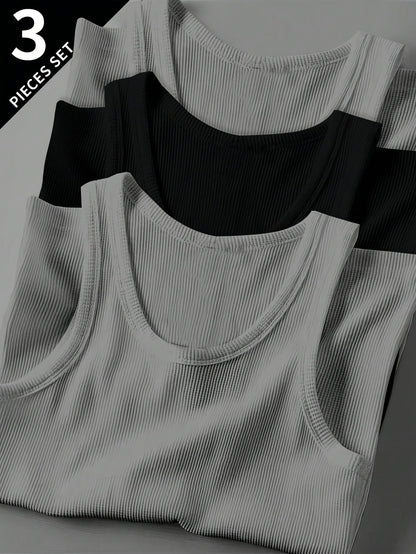Débardeur côtelé homme style sport pour entraînement et superpositions quotidiennes