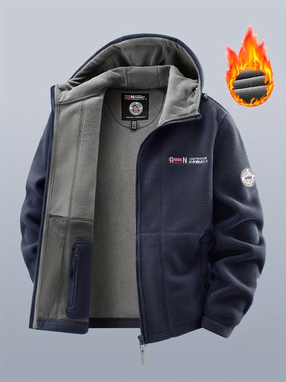 Veste polaire à capuche homme Bleu marine double épaisseur extérieur
