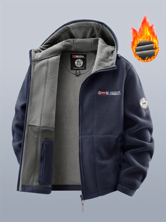 Veste polaire à capuche homme Bleu marine double épaisseur extérieur