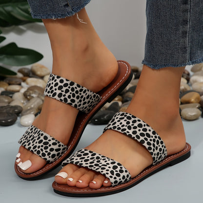 Sandales ouvertes à enfiler femme style décontracté motif léopard urbain