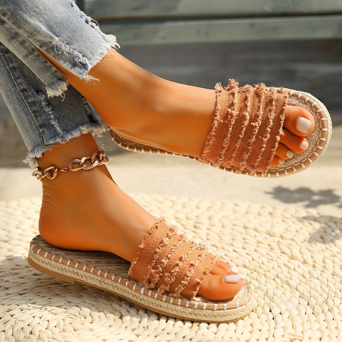 Sandales à enfiler style bohème pour femme – Slides décontractées chic vacances
