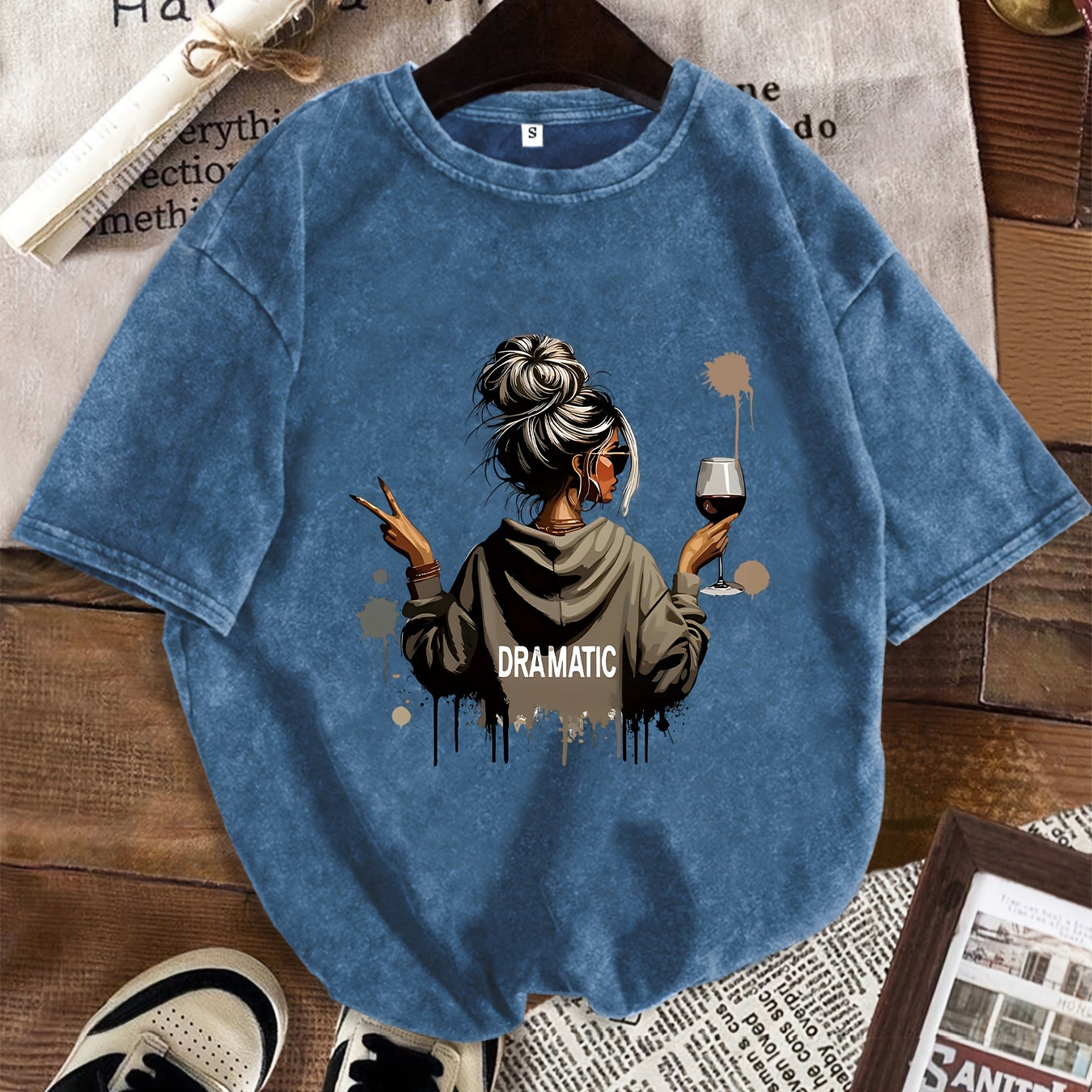 T-shirt Femme Style Décontracté Motif Dramatique avec Illustration Moderne