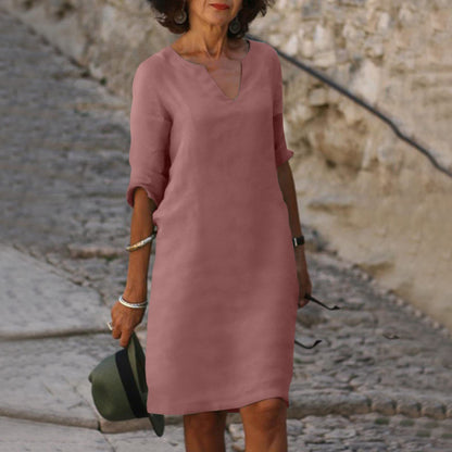 Robe décontractée rétro pour femme, manches mi-longues, style artistique, grande taille, multi-couleurs