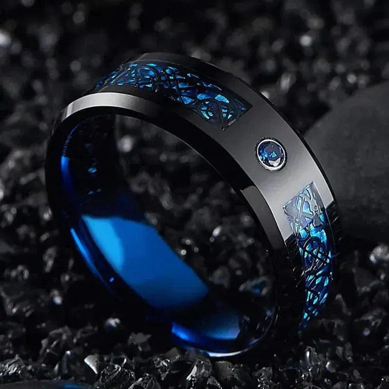 Mick – 'Valhalla Azure' Tungsten Ring for Men