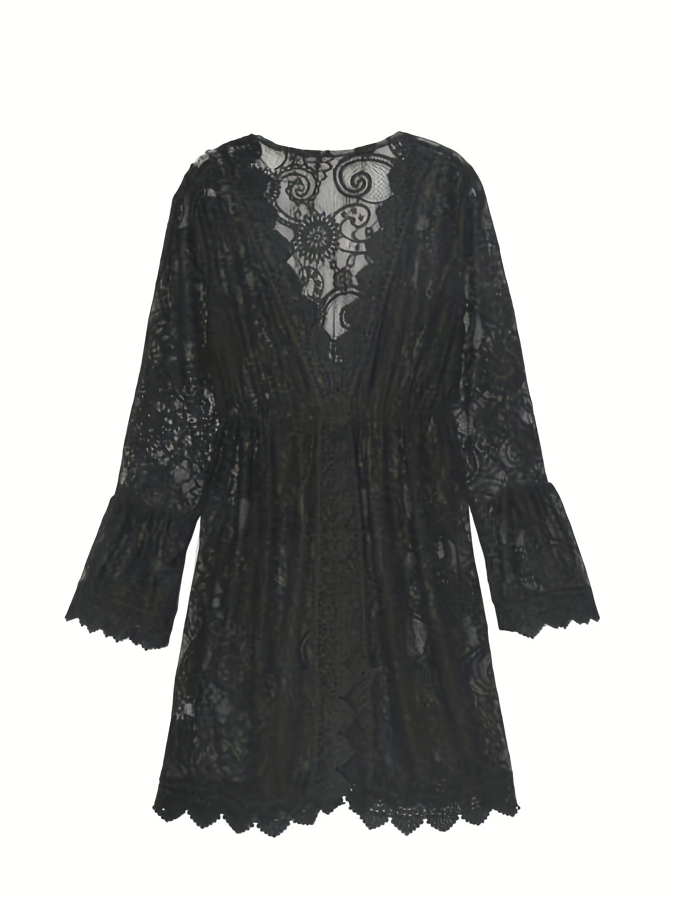 Tunique de plage chic pour femme style bohème à manches longues – idéale vacances et bord de mer