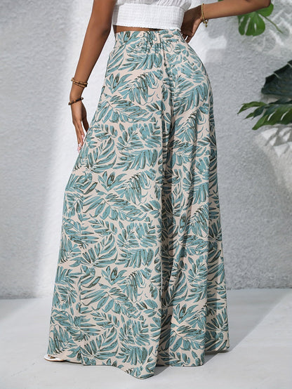 Pantalón ancho para mujer estilo tropical casual para playa y verano