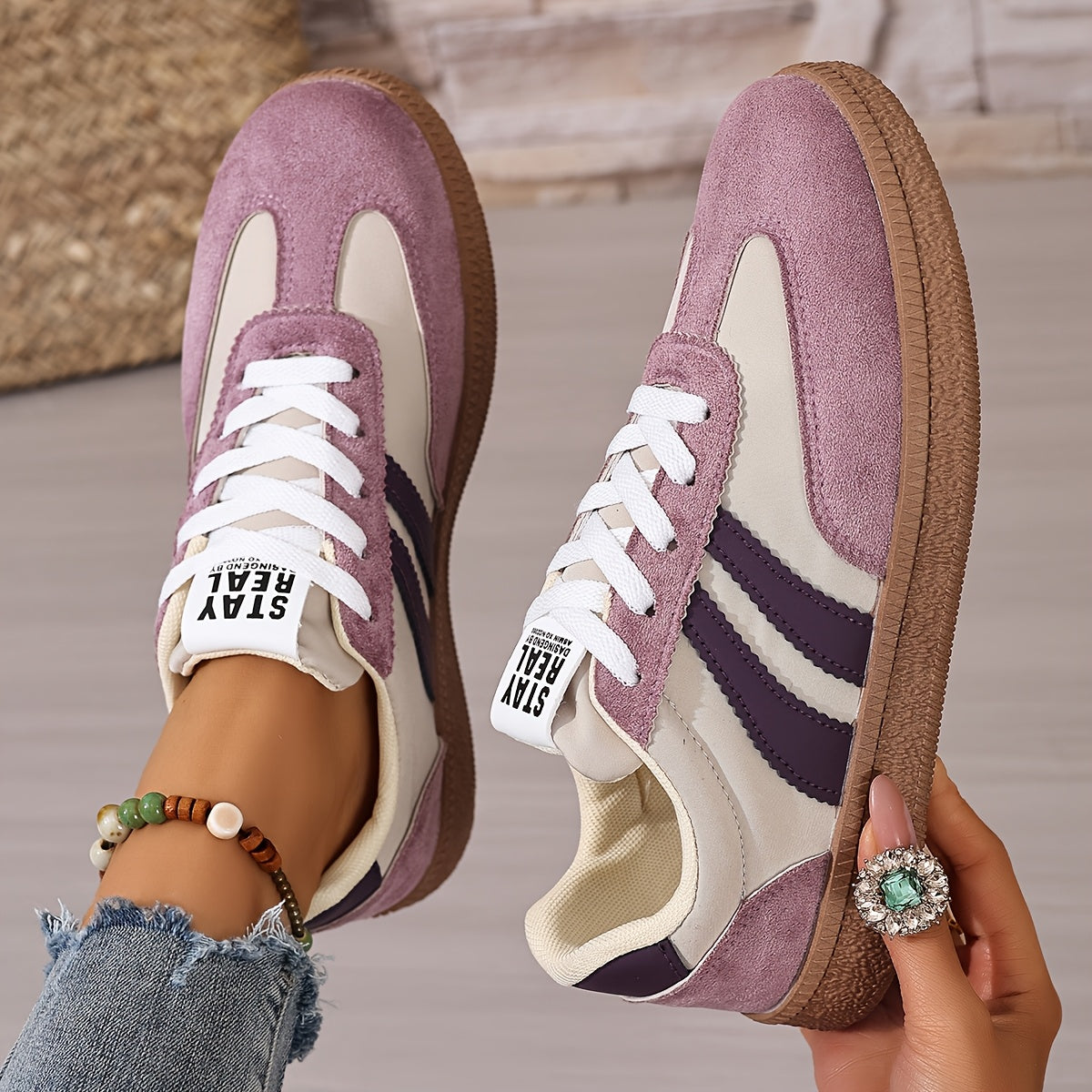Baskets décontractées pour femme style rétro – Sneakers urbaines tendance