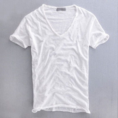 T-shirt homme col V style décontracté tendance – Idéal pour toutes occasions