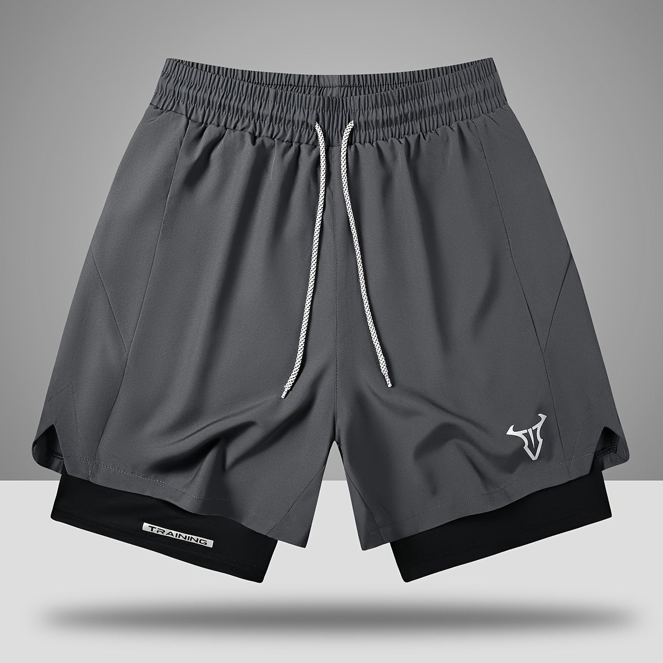 Short de sport homme entraînement double couche style moderne pour fitness et course à pied