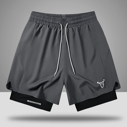 Short de sport homme entraînement double couche style moderne pour fitness et course à pied
