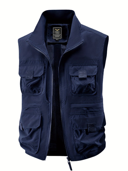 Gilet utilitaire sans manches pour homme style décontracté outdoor à poches multiples