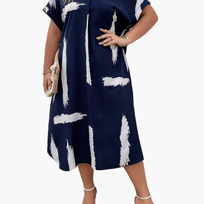 Robe tunique élégante pour femme à imprimé artistique, style décontracté chic