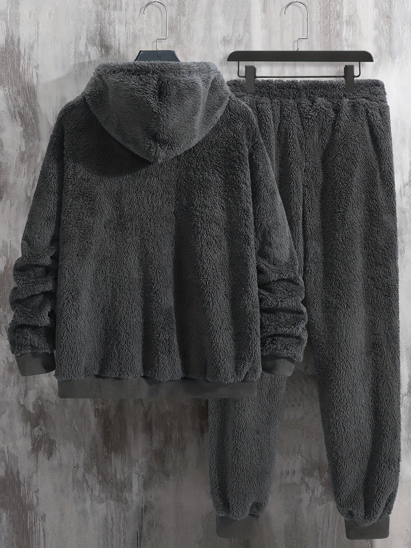 Ensemble Homme Loungewear Molleton Capuche et Pantalon Teddy Poil Long