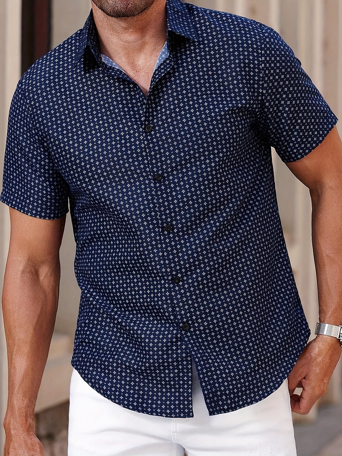Chemise casual à manches courtes pour homme style urbain élégante