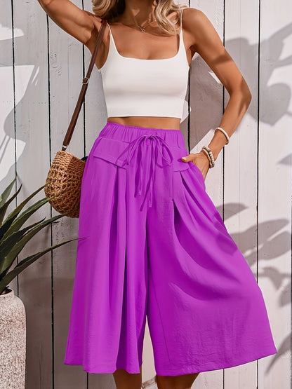 Jupe-culotte ample femme style élégant pour l'été, coupe large et décontractée