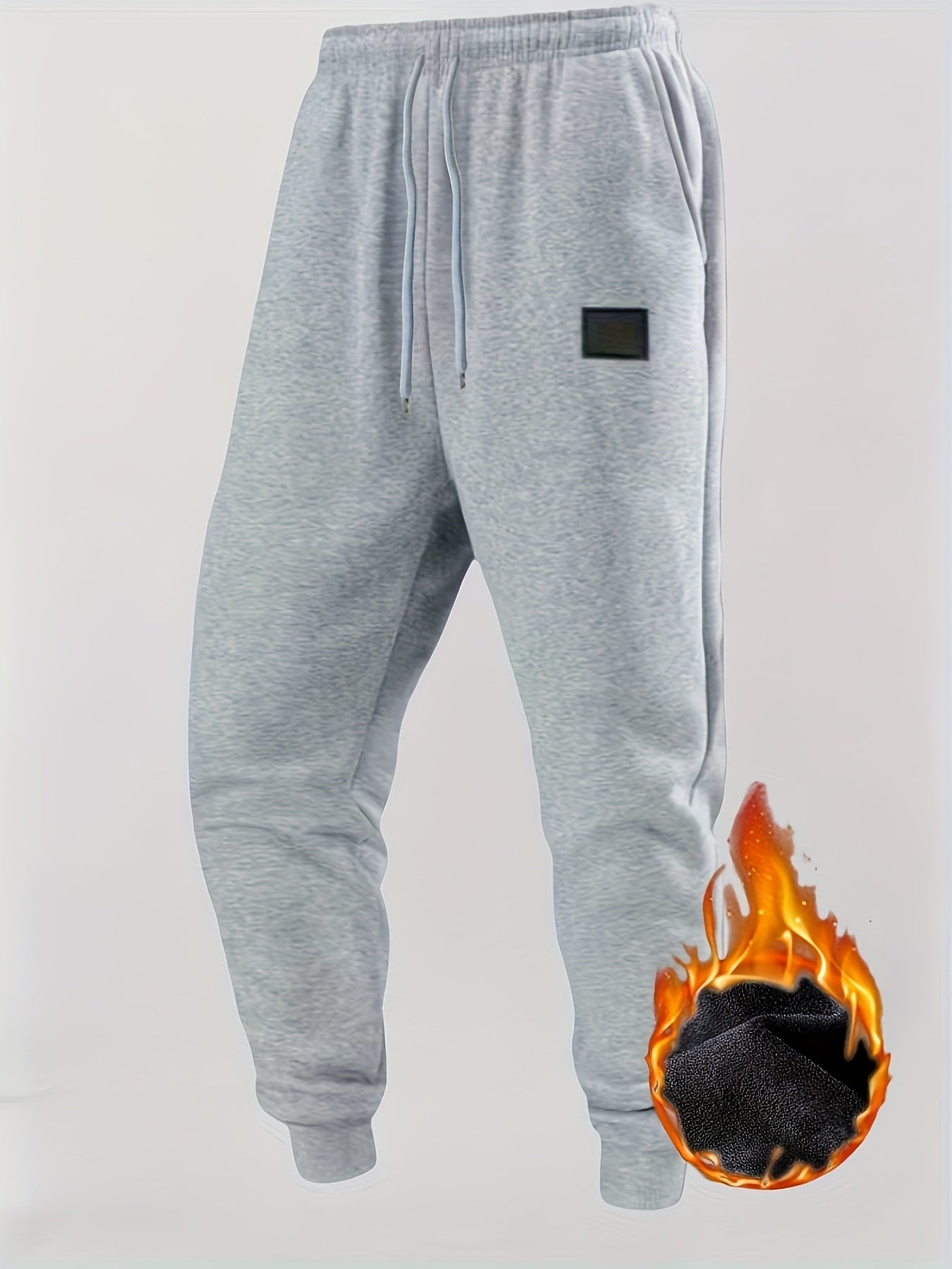 Pantalon de jogging homme doublé chaud, coupe droite, taille élastique et cordon de serrage