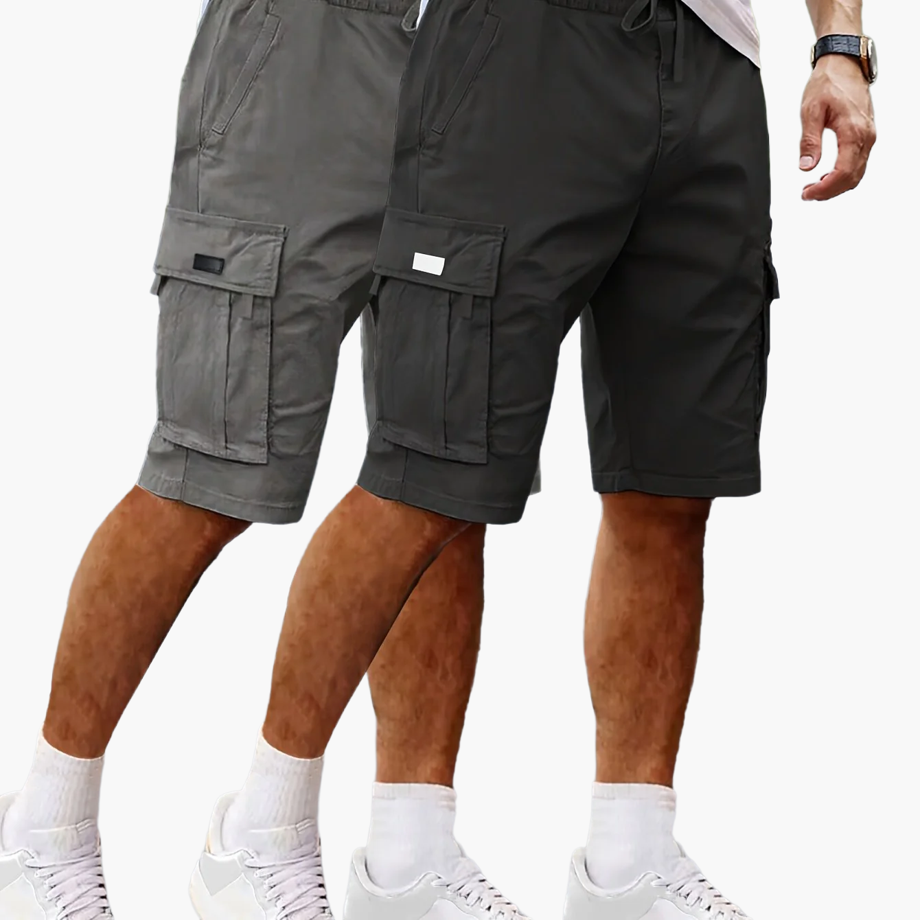 Shorts cargo casual da uomo 2 pezzi, stile urbano e versatile, ideali per il tempo libero e le attività all'aperto
